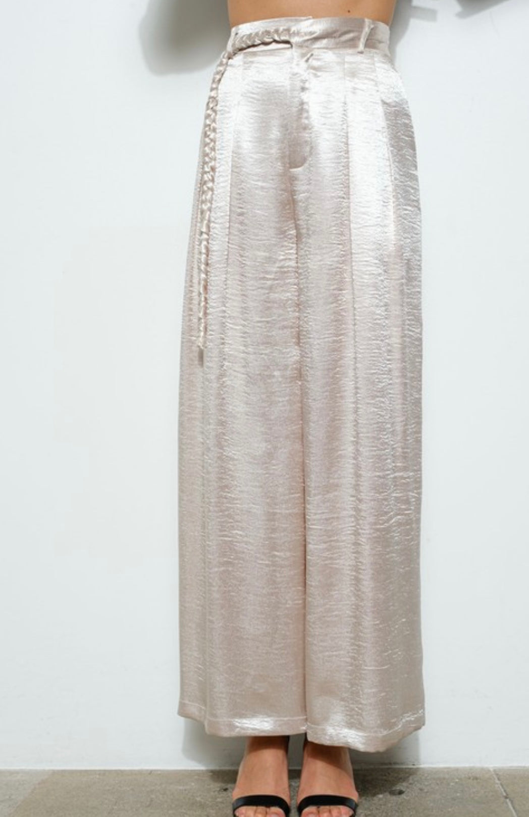 Roped Satin Pants, Champagne