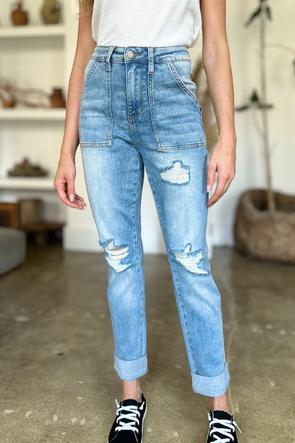 Judy Blue Full Size Distressed Straight Jeans