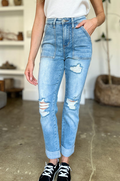 Judy Blue Full Size Distressed Straight Jeans