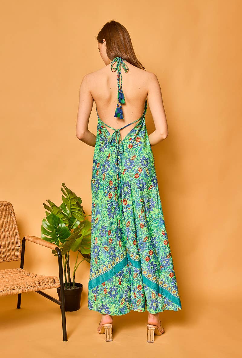 Silk Halter Maxi Dress