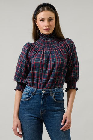 Jace Plaid Smock Blouse