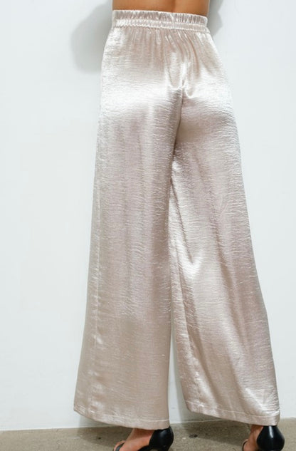 Roped Satin Pants, Champagne