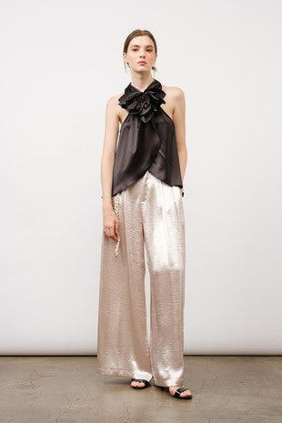 Roped Satin Pants, Champagne