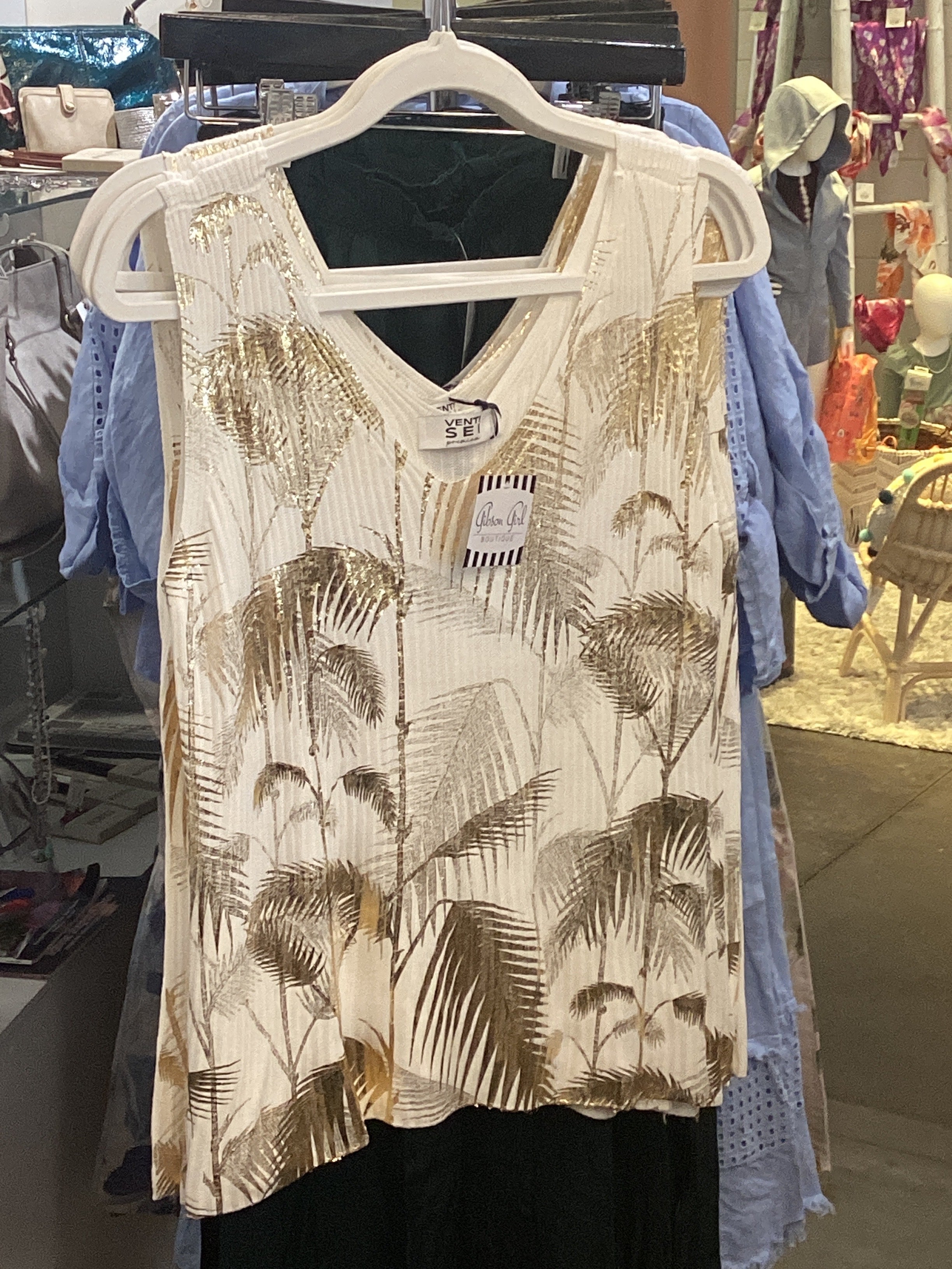 Gold Palm Tank Knit, O/S