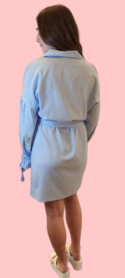 Belted Dream Dress-Blue