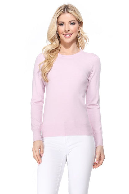 Crew Neck Long Sleeve Light Basic Casual Knit Top