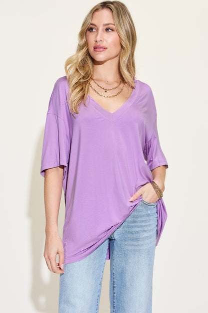 FAMOUS Bamboo V-Neck Drop Shoulder T-Shirt