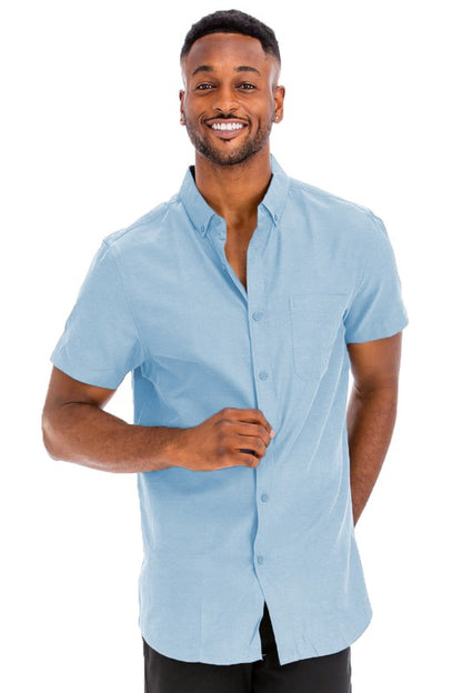 Casual Short Sleeve Solid Shirts