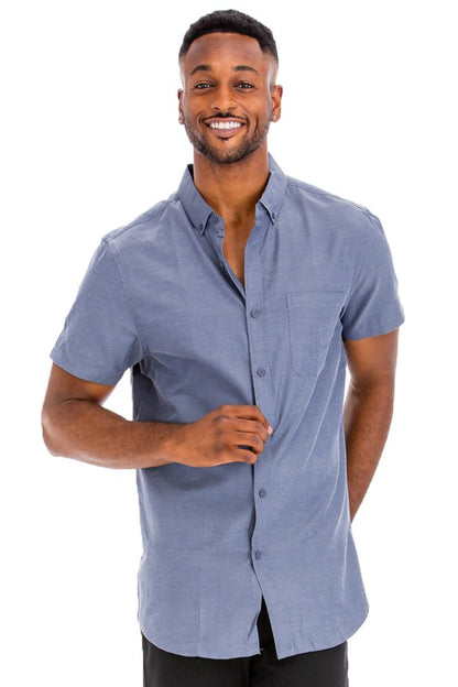 Casual Short Sleeve Solid Shirts