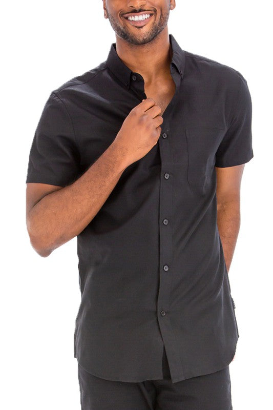 Casual Short Sleeve Solid Shirts