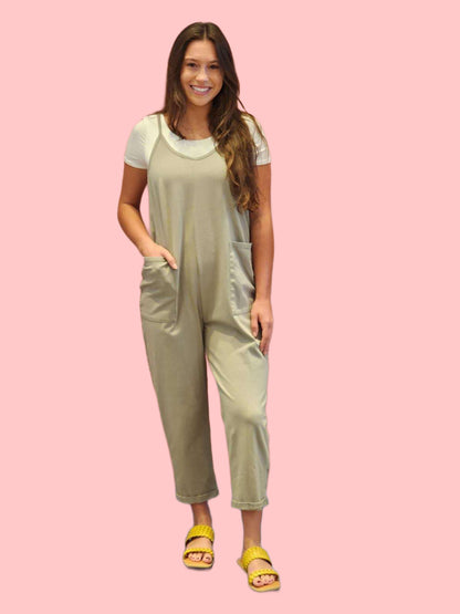 Cotton Cami Jumpsuit-Seagrass