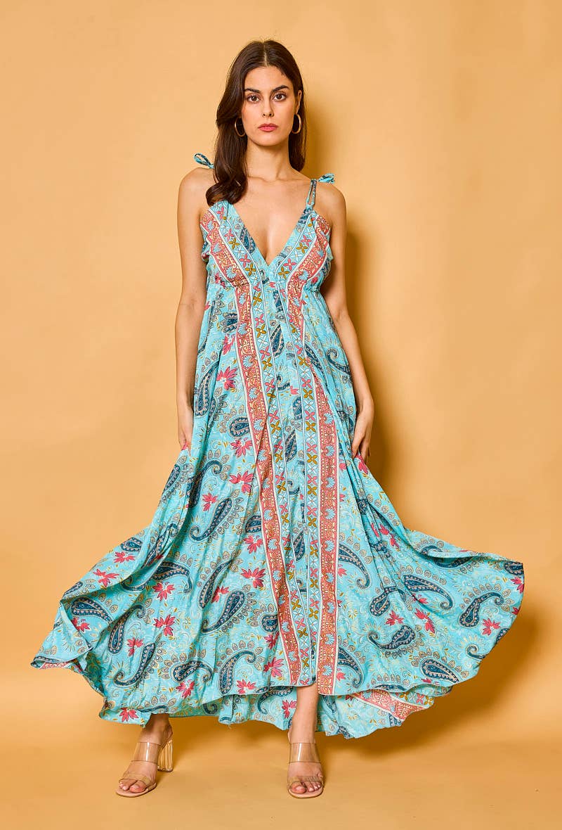 Silk Halter Maxi Dress