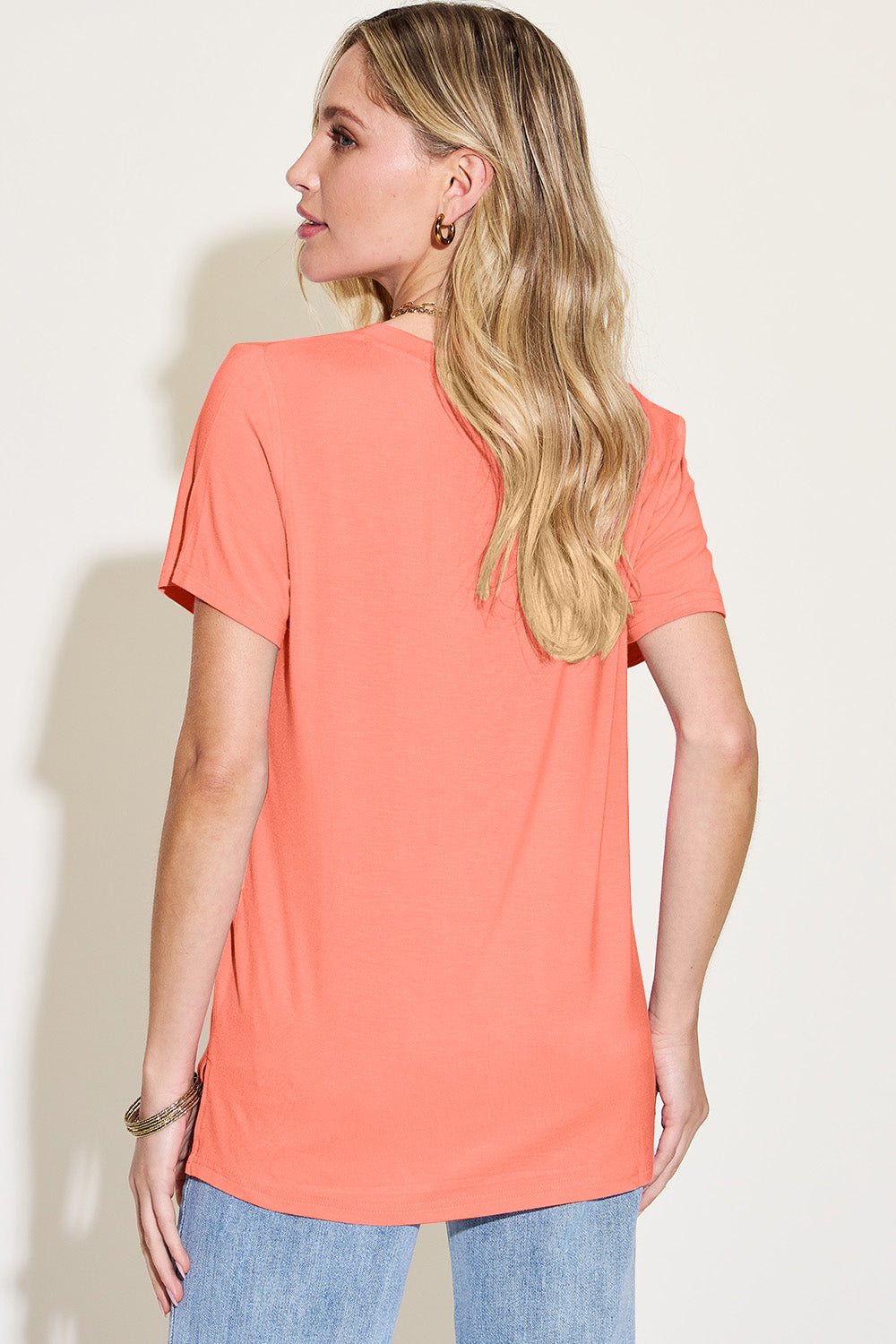 Famous Bamboo V-Neck High-Low Tee