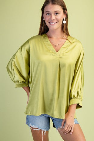Satin Green Blouse
