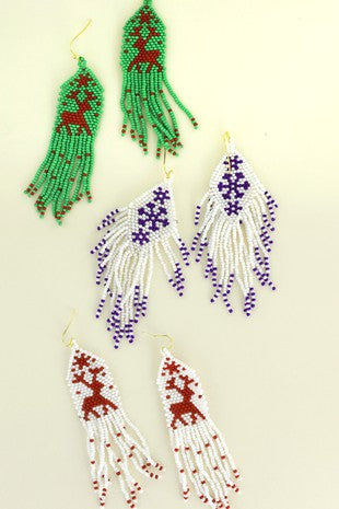 Seed bead Xmas earrings