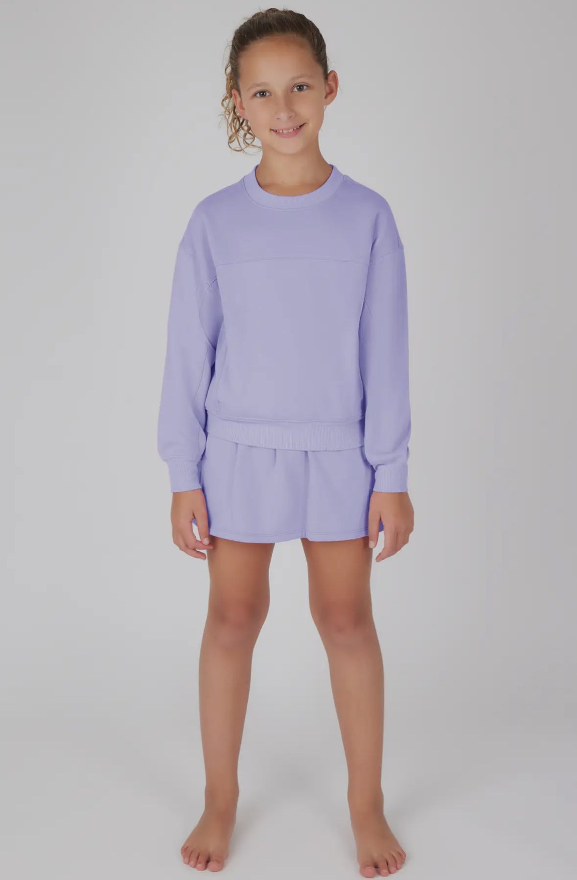 Girls Terry Crew Top, Orchid