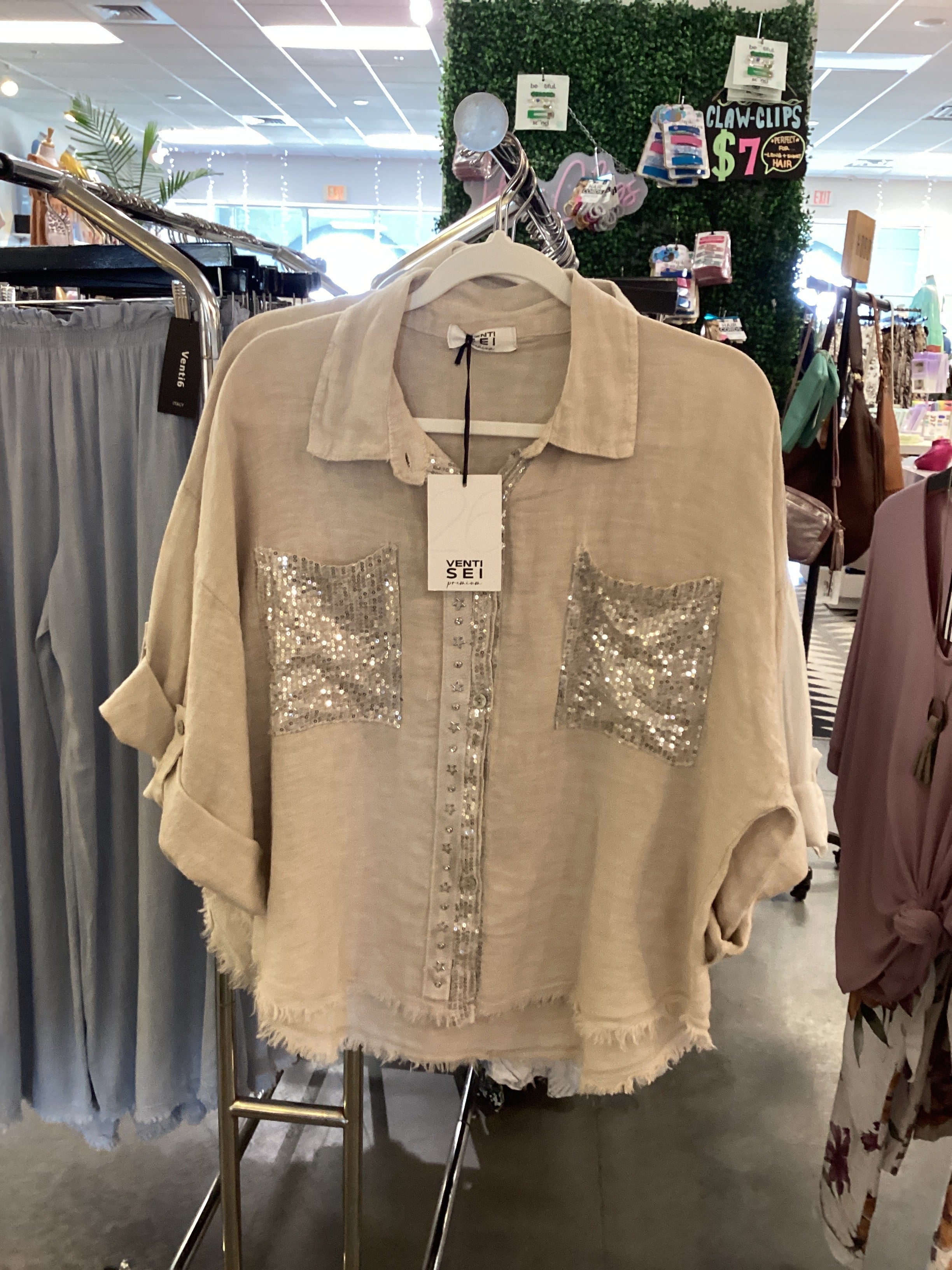 Linen Blazer Sequins