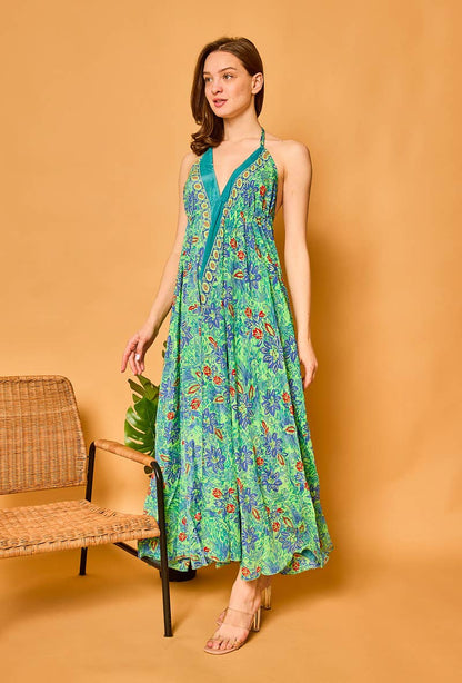 Silk Halter Maxi Dress