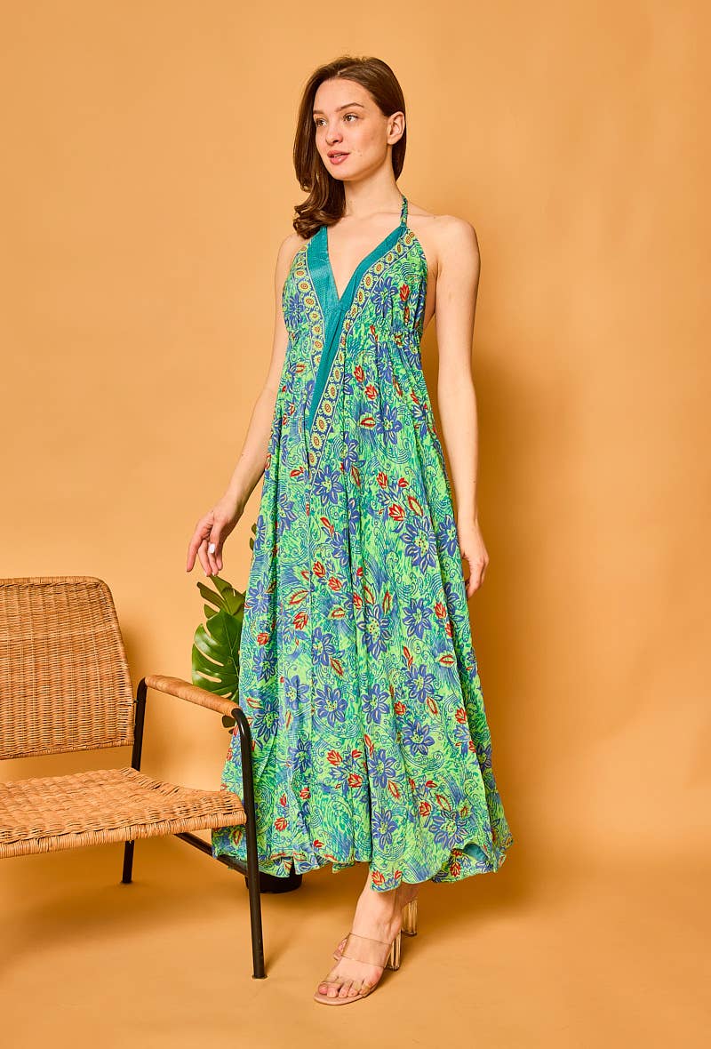 Silk Halter Maxi Dress