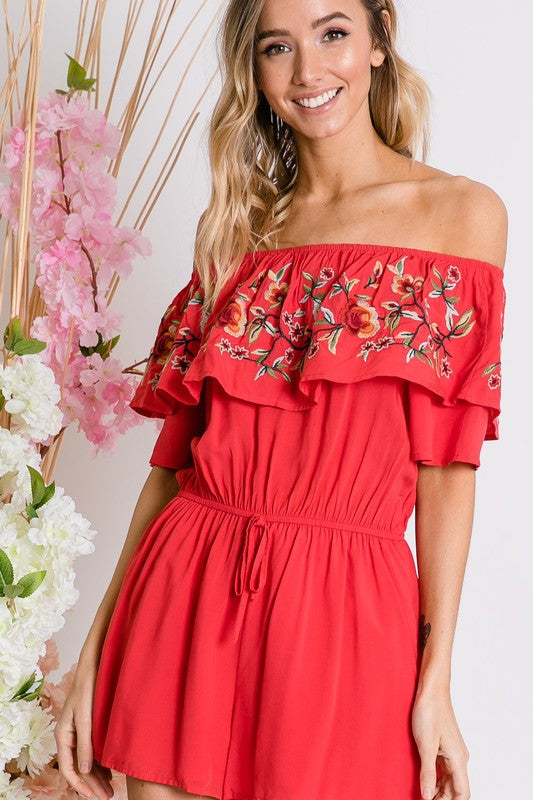 Floral Embroidered Romper