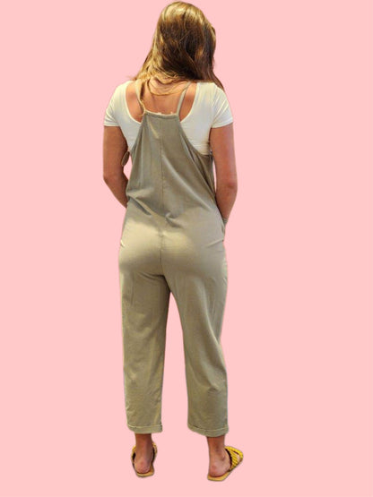 Cotton Cami Jumpsuit-Seagrass