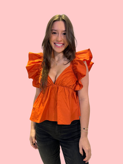 TIE BACK RUFFLE SLEEVE