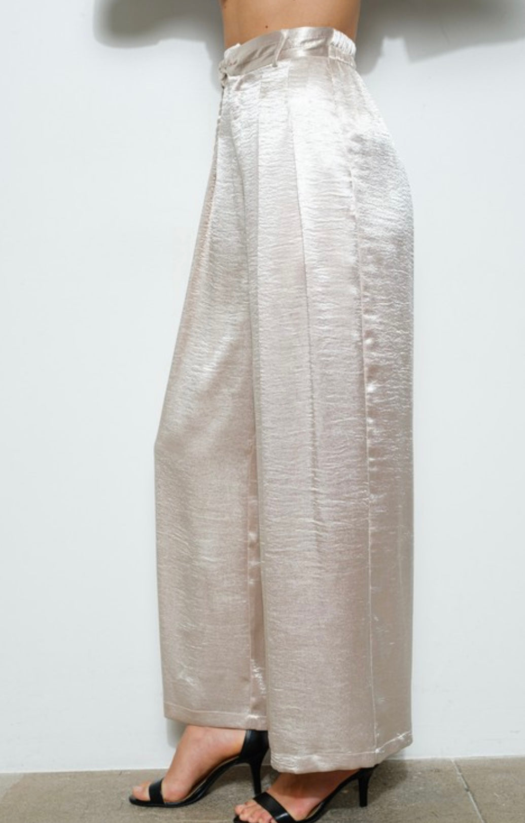 Roped Satin Pants, Champagne