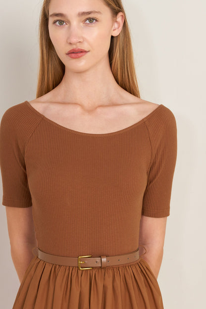 SADDLE BREEZE RUST MIDI DRESS