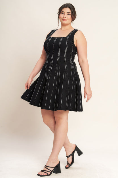 SUGAR STRIPE JACQUARD SWEATER MINI DRESS
