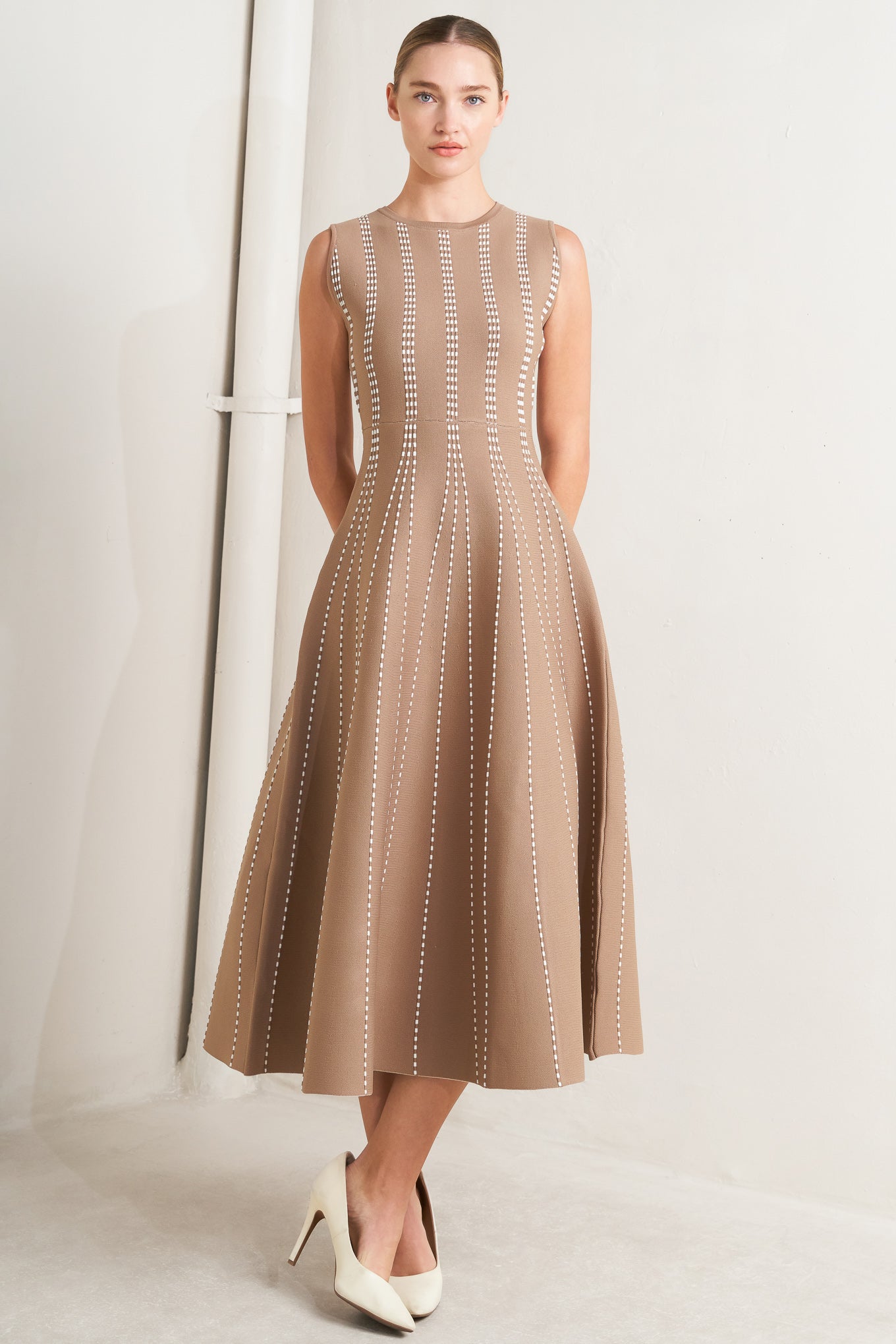 PERFECTLY POISED JACQUARD SWEATER MIDI DRESS