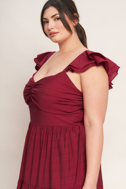 SUMMER MILK DEEP RED WOVEN MAXI DRESS