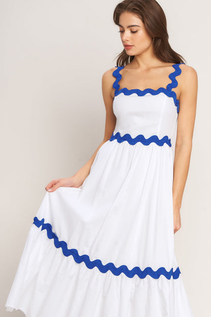 SANTORINI WAVES WOVEN MIDI DRESS