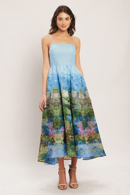 IMPRESSION GARDEN WOVEN MIDI DRESS