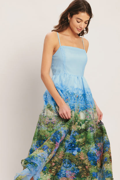 IMPRESSION GARDEN WOVEN MIDI DRESS