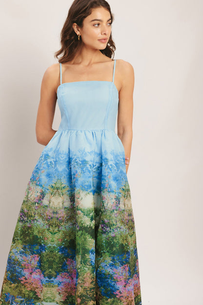 IMPRESSION GARDEN WOVEN MIDI DRESS