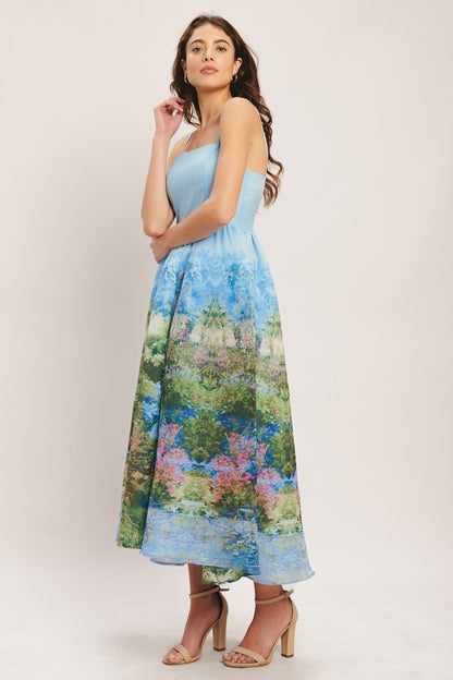 IMPRESSION GARDEN WOVEN MIDI DRESS