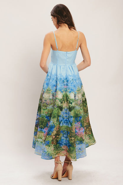 IMPRESSION GARDEN WOVEN MIDI DRESS