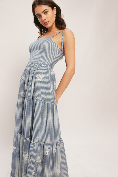 SALT AIR STRIPE WOVEN MIDI DRESS