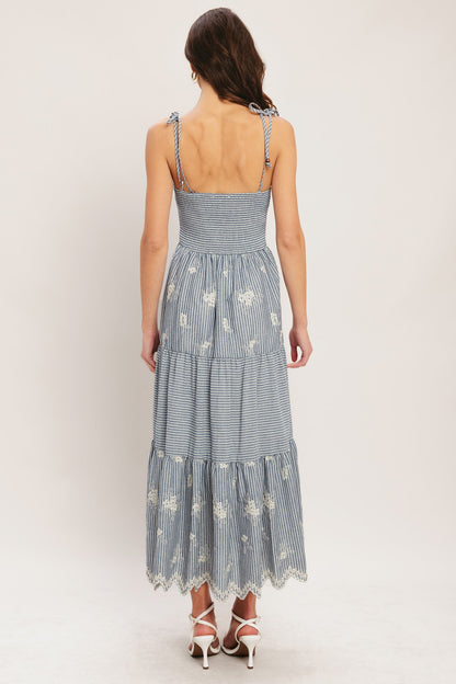 SALT AIR STRIPE WOVEN MIDI DRESS