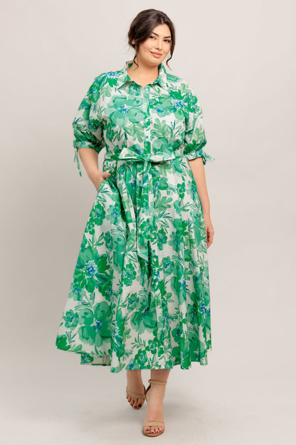 SIMPLY IN BLOOM WOVEN MIDI SHIRT DRESS