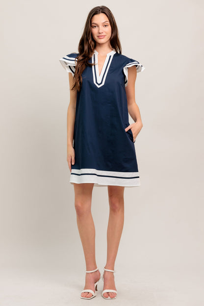 PORTSIDE POLISH WOVEN MINI DRESS
