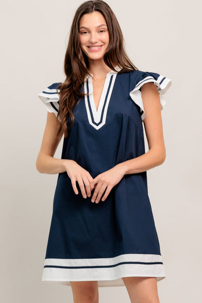 PORTSIDE POLISH WOVEN MINI DRESS