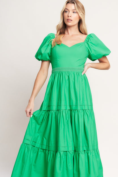 SWEET VERDANT WOVEN MAXI DRESS