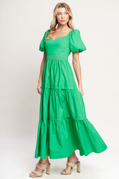 SWEET VERDANT WOVEN MAXI DRESS