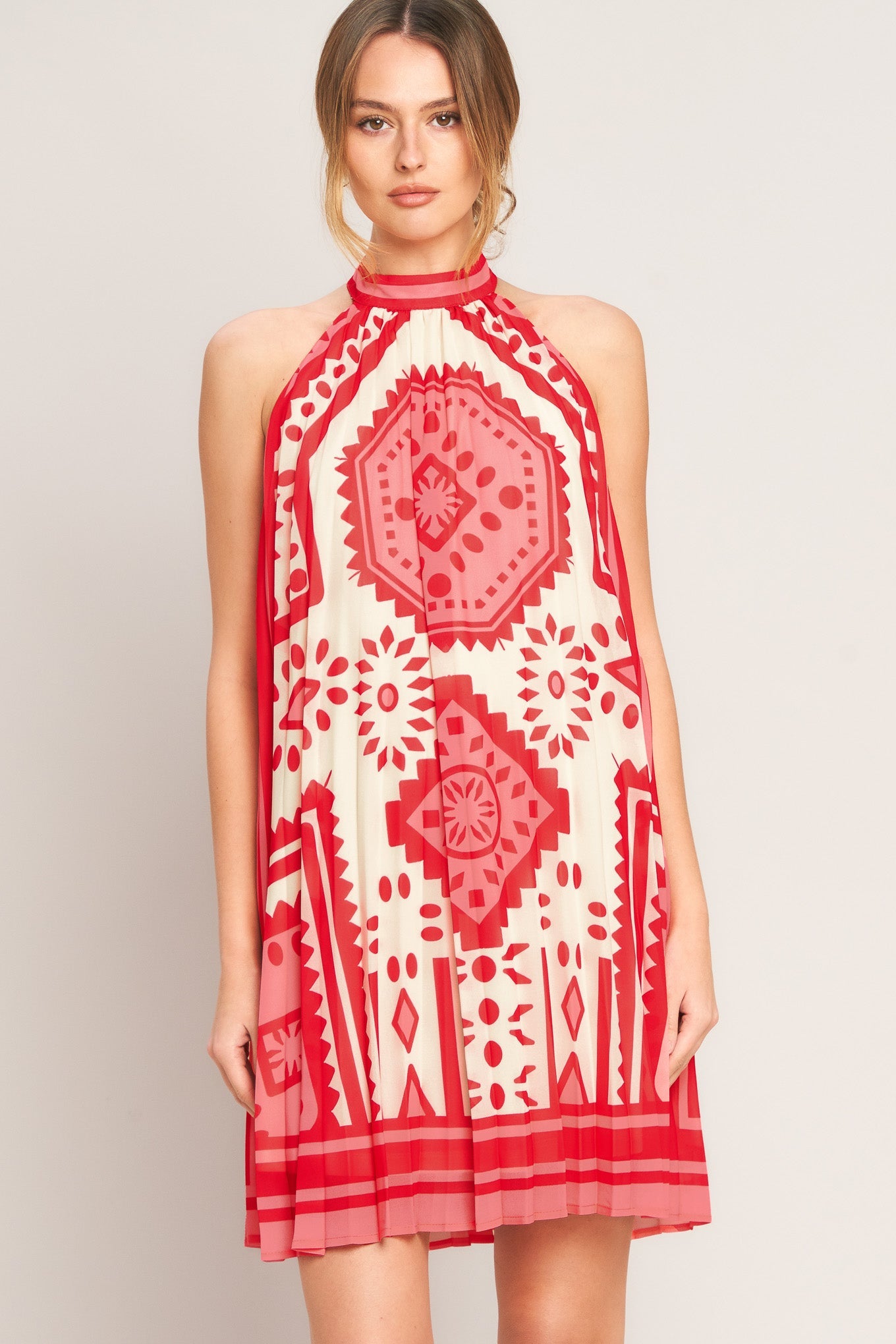 SUNSET MEDALLION WOVEN MINI DRESS