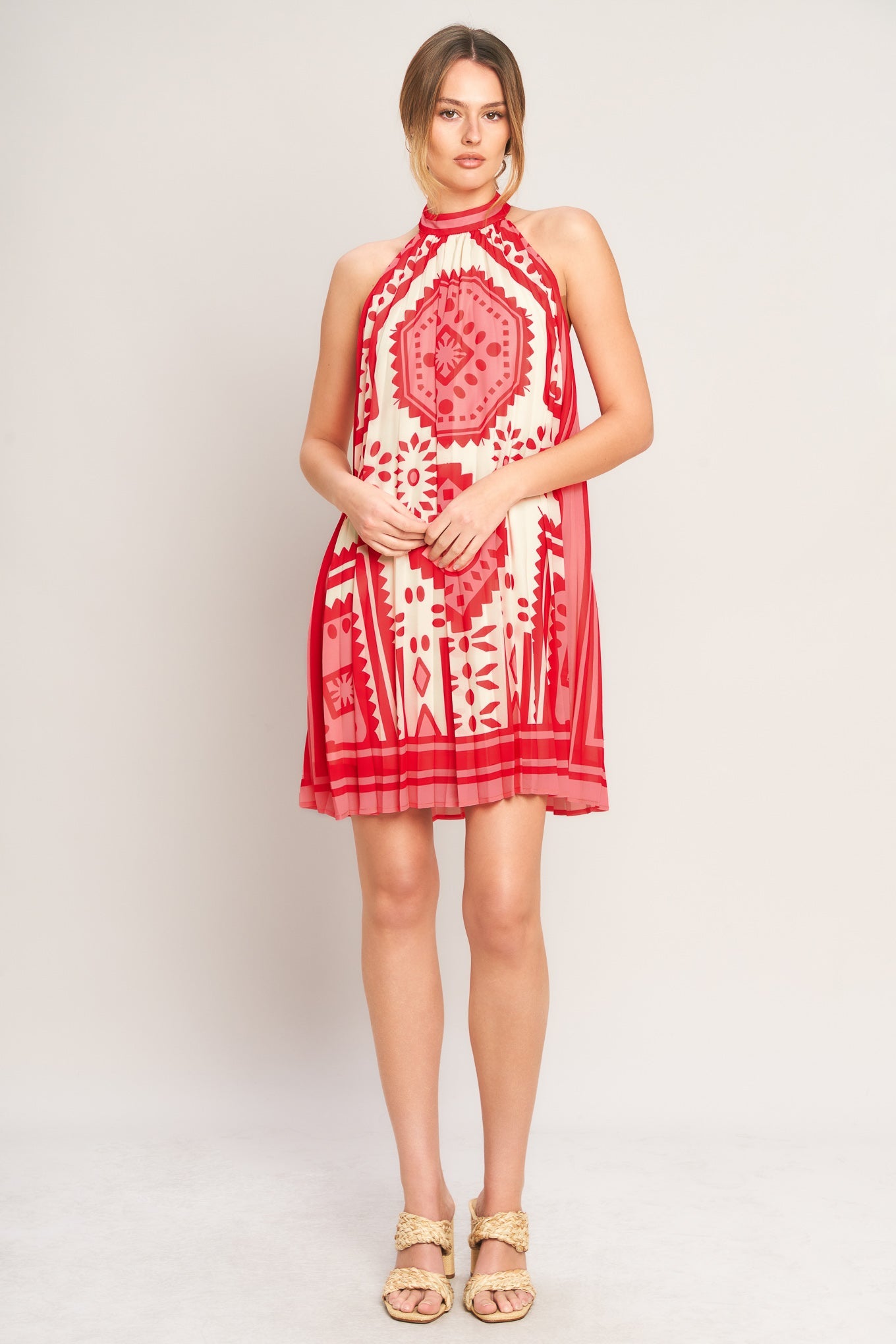SUNSET MEDALLION WOVEN MINI DRESS