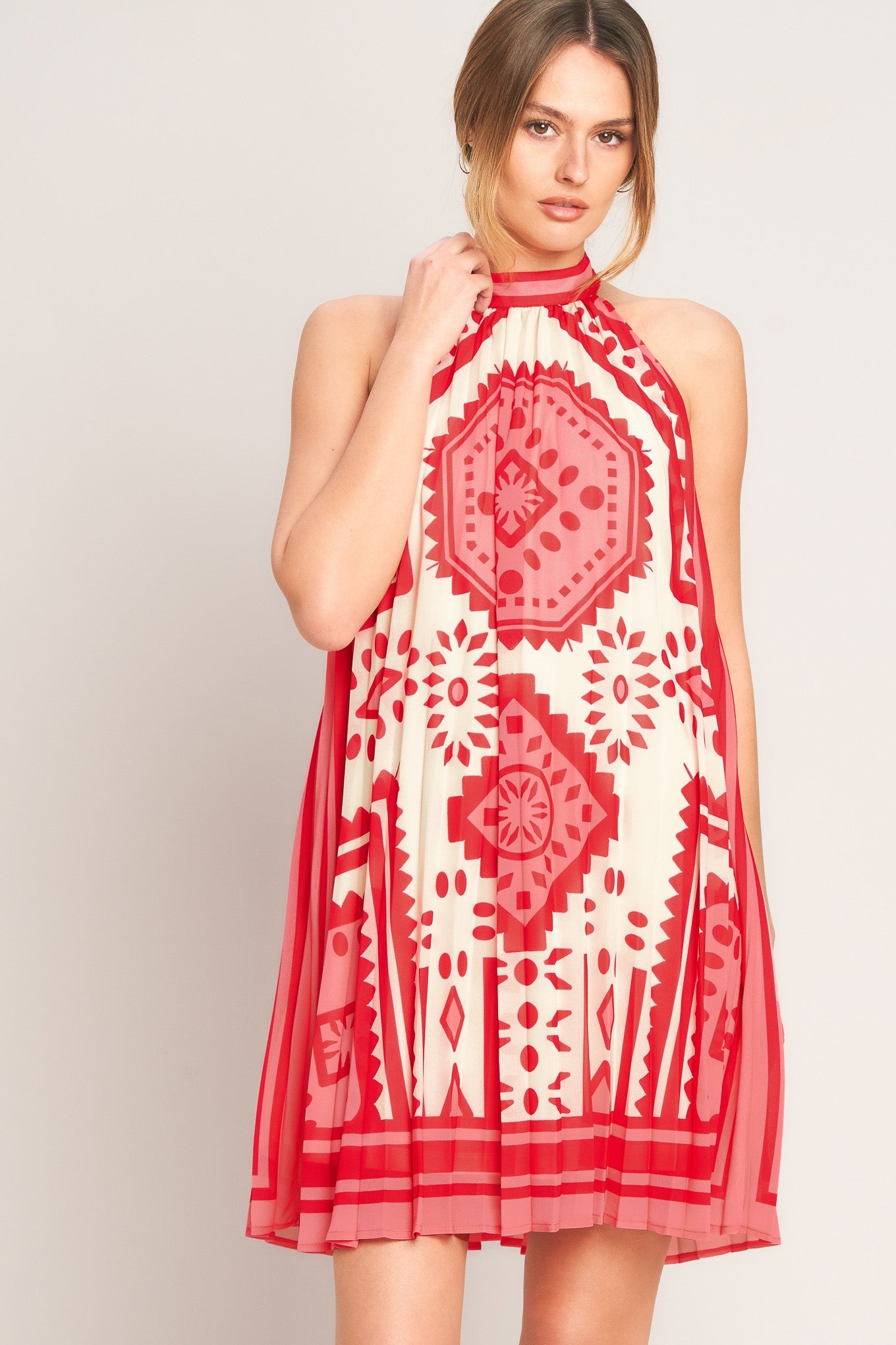 SUNSET MEDALLION WOVEN MINI DRESS