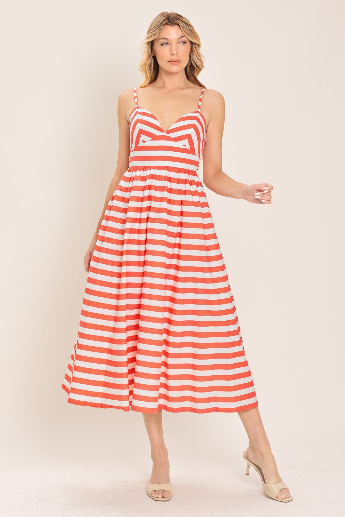 BOARDWALK STRIPE WOVEN MIDI DRESS