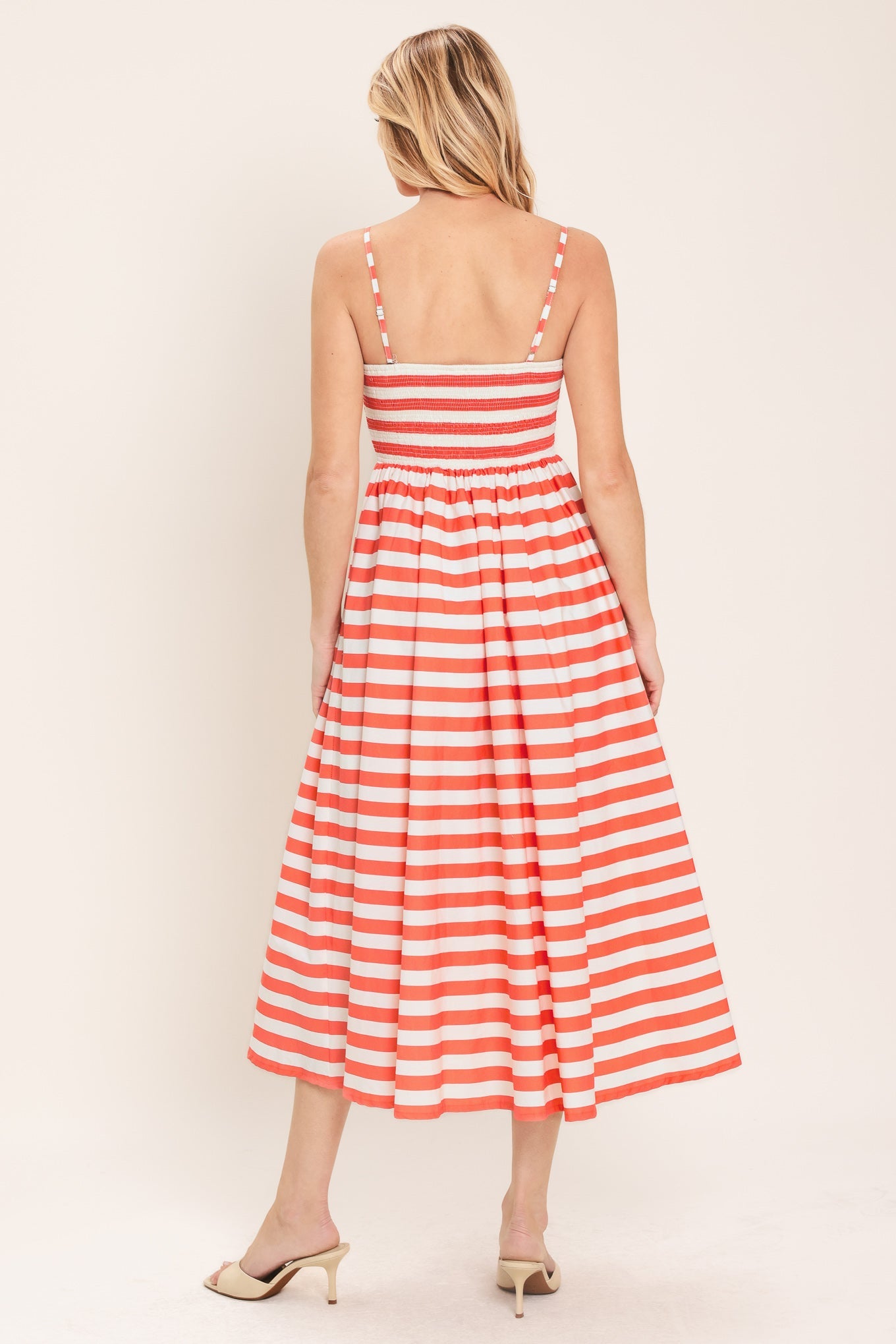 BOARDWALK STRIPE WOVEN MIDI DRESS