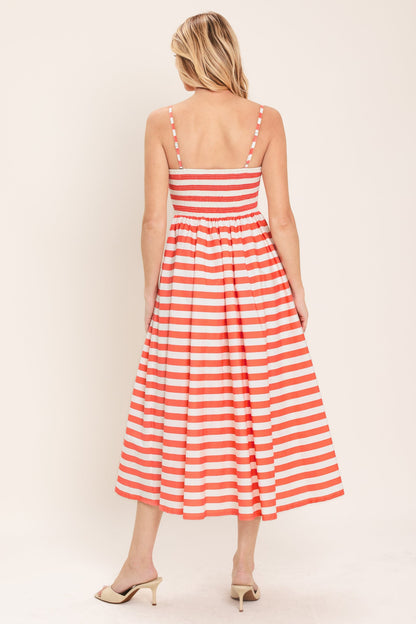 BOARDWALK STRIPE WOVEN MIDI DRESS